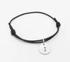initial letter round charm wax cord bracelet