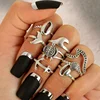 China factory seafood animals 8 pieces alloy ring sets