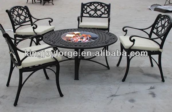 Hot Sale Garden Die Cast Aluminum Fire Pit Table Sets With Chairs