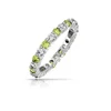 925 Silver Peridot Color CZ August Birthstone Eternity Band Ring