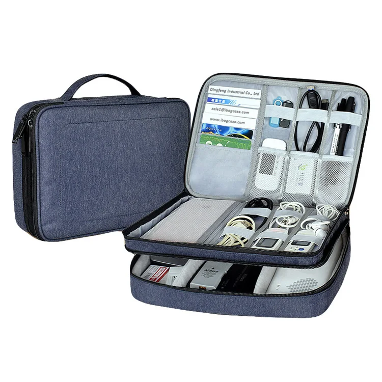 Custom Travel Double Layer Travel Electronic Gadget Organizer