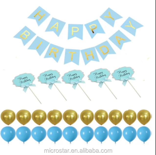14 Pcs White Gold Royal Blue Baby Shower Beach Themed Party