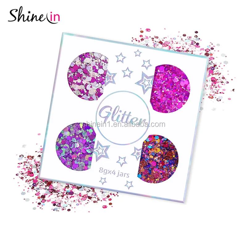 

Shinein New Warm Color Mixed Glitter Hair Body Face Glitter Pink Colors Cosmetic Glitter for Costume Party Makeup