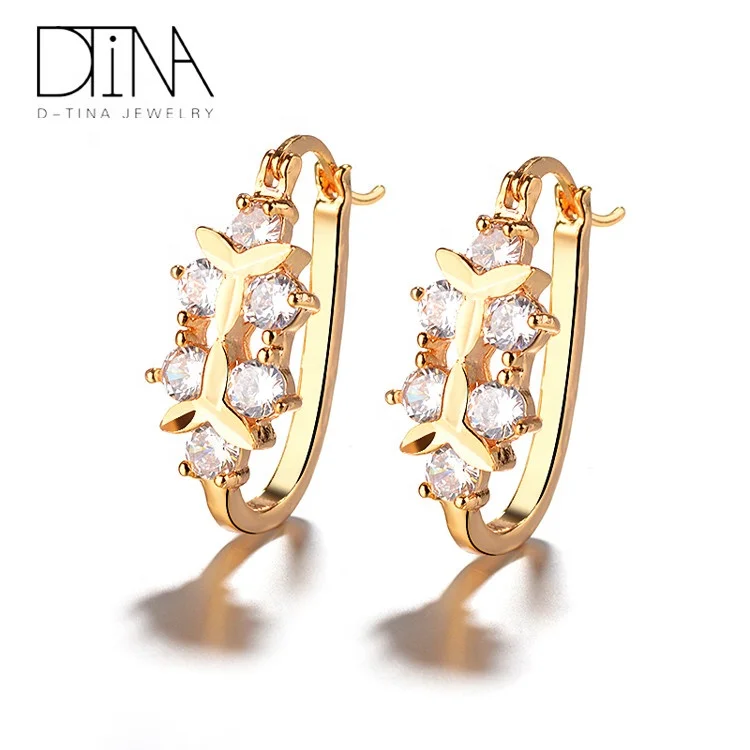 

DTINA 2019 fashion jewelry earrings dubai gold plated latest design women earrings, Golden