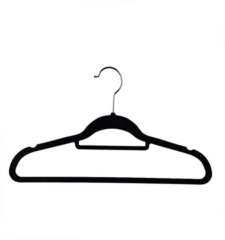 China Mannafacturerclothes Hanger Velvet Black Velvet Coat Hanger For