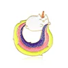 new fashion cartoon enamel lapel pins rainbow cute cat with glitter on the tail