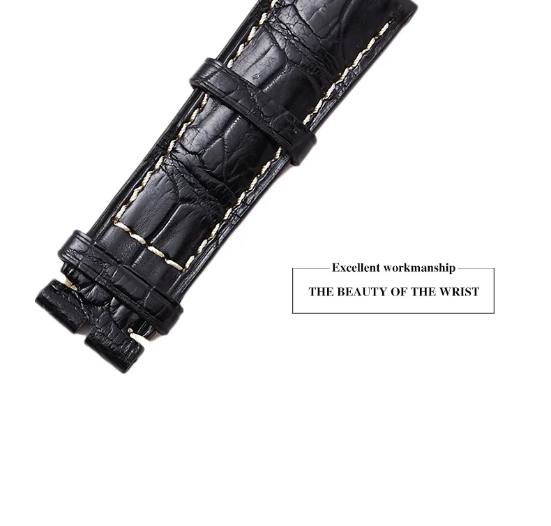 Handmade white line crocodile leather watch strap bands