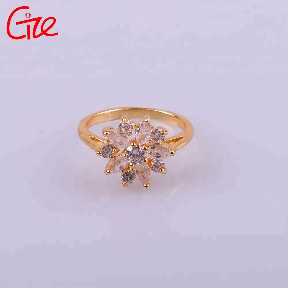 

bridal brass fashion sunflower shape new design 18k gold wedding diamond ring, User-defined