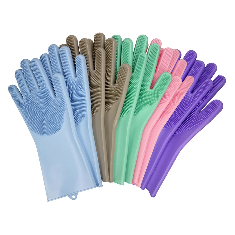 

Magic silicone gloves for dishwash, kitchen cleaning, anti-scalding, non-sticky, oil-proof gloves, Pink/blue/brown/green