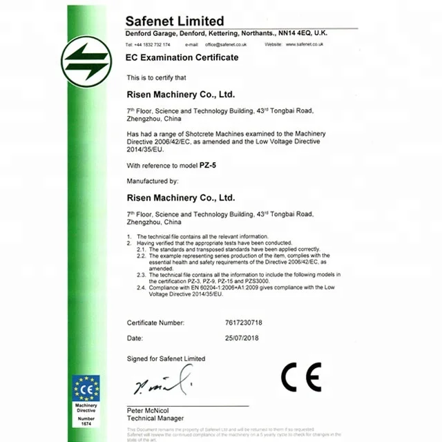 
CE Safety standard, RISEN PZ Series dry & damp mix shotcrete machine with good price and high quality 