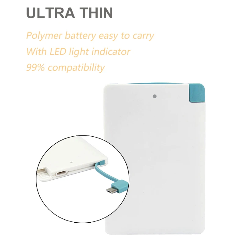 2019 Portable Polymer universal built cable credit card size mobile power banks 3000mah - ANKUX.COM