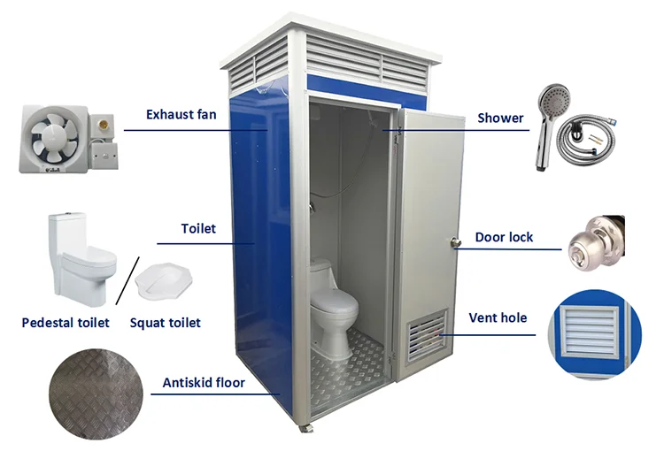 Automatic Public Camping Sanitary Blue Vip Mobile Toilet For Sale For South Africa Ready