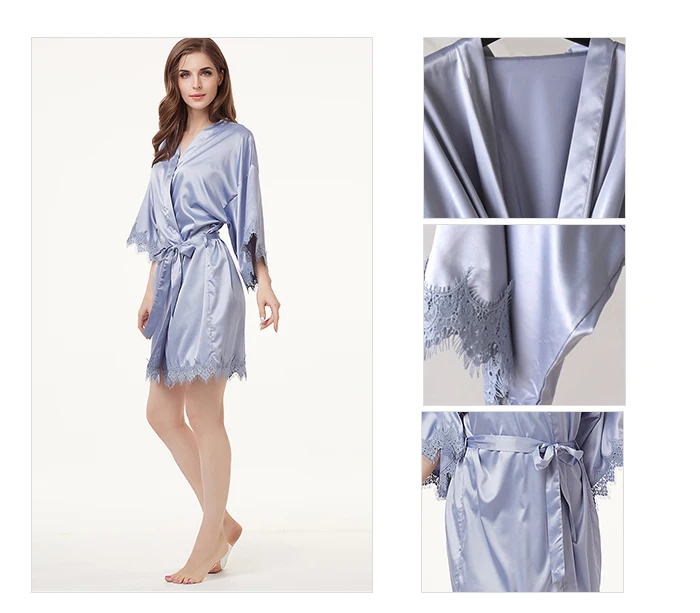 Wholesale Bridal Party Satin Robe With Lace Buy Satin Robe With Lace