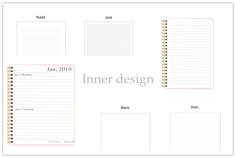 Spiral notebook custom size a4 a5 fancy notebook paper printable daily planner
