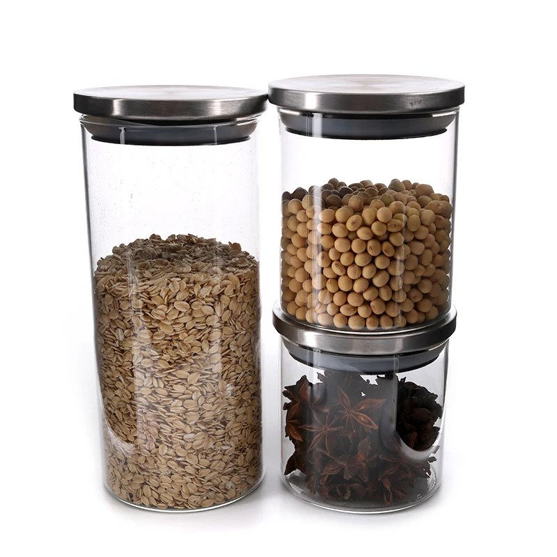 
Manufacturer glass tubing-made food grade glass storage jar with stainless steel lids 250ml-2100ml 