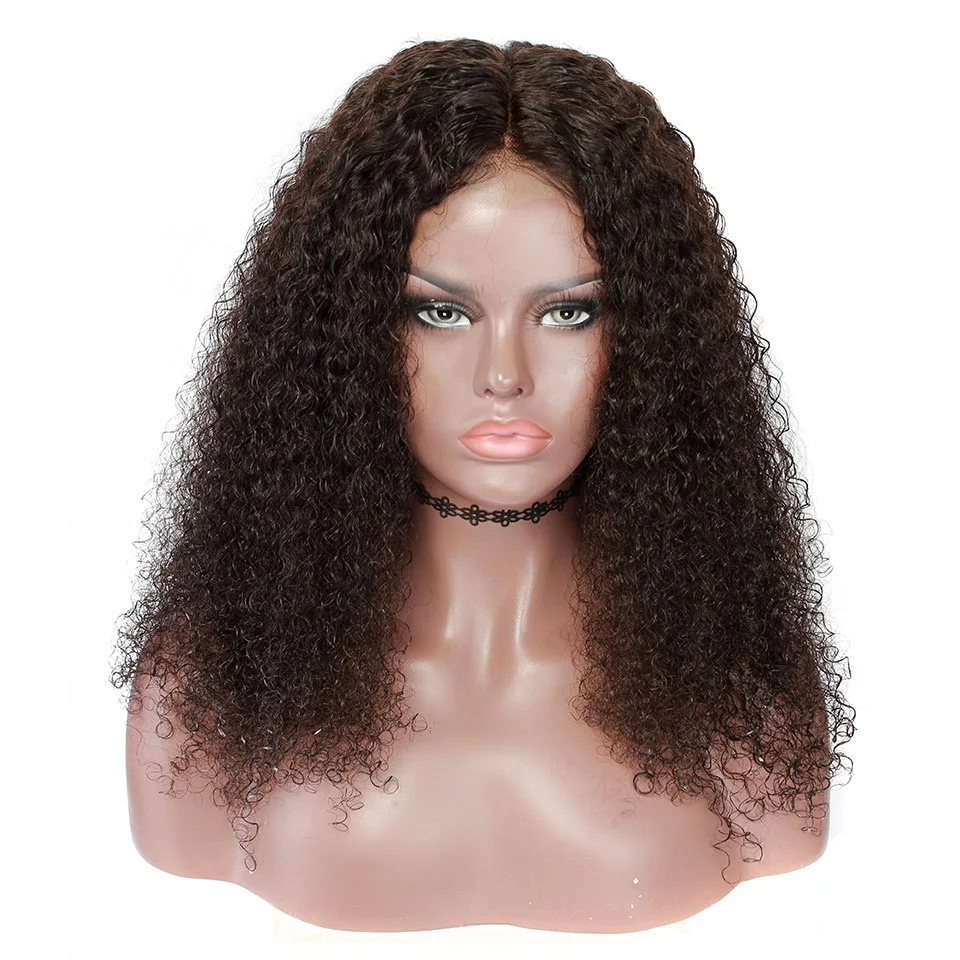 

250% Density Malaysian Curly Raw Human Hair Lace Wigs, Natural color