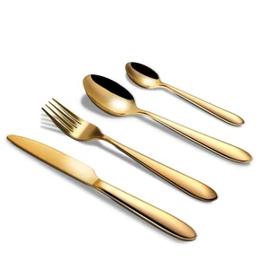 Image of Copper Stainless Steel cutlery for buffet Gold Used Wedding Event Flatware Set