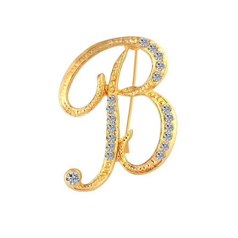 

INFANTA JEWELRY Hot Sale High Grade Pins Gold Plating 26 Jewelry Alphabet Letter Pin Brooch Women Gift Set Men Collar Brooch