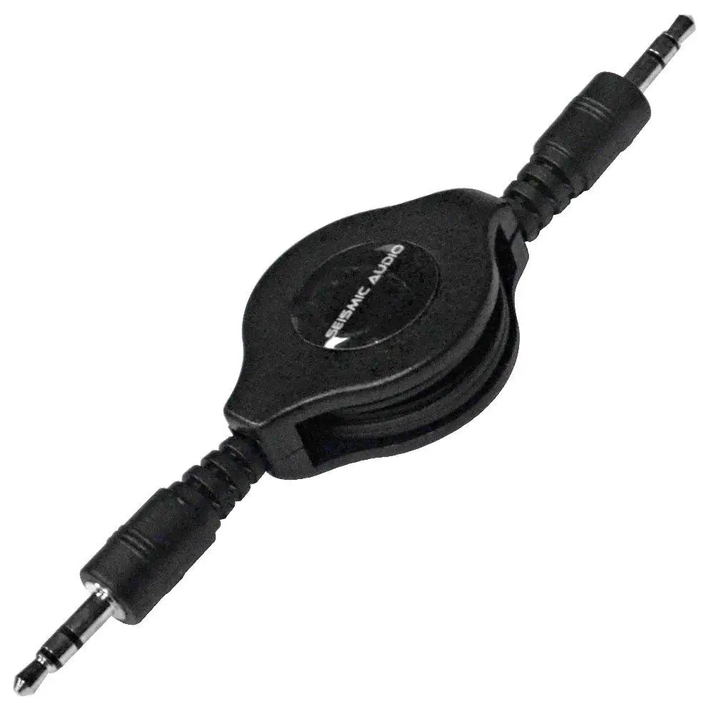 Seismic Audio SA-iERet3 Retractable 1/8" (3.55 mm) Stereo Male to Male Patch Cable 3 Feet