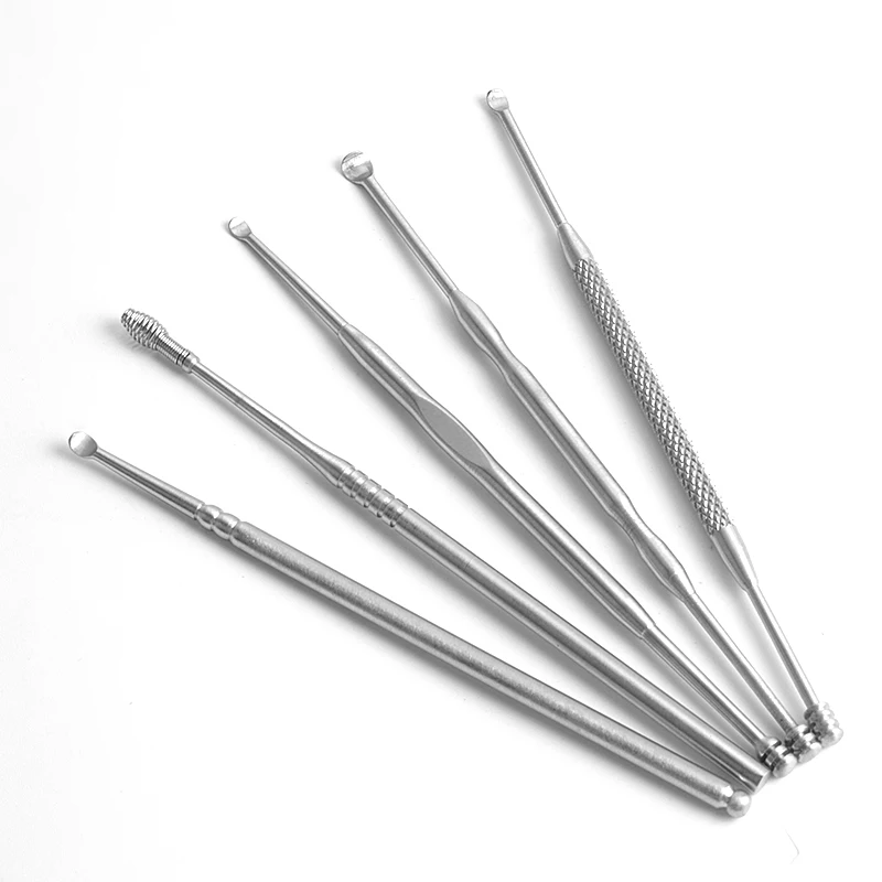 

Hot sale Double-ended Stainless steel Ear Pick Ear Spoon Tool spiral ear cleaner Wax Remover
