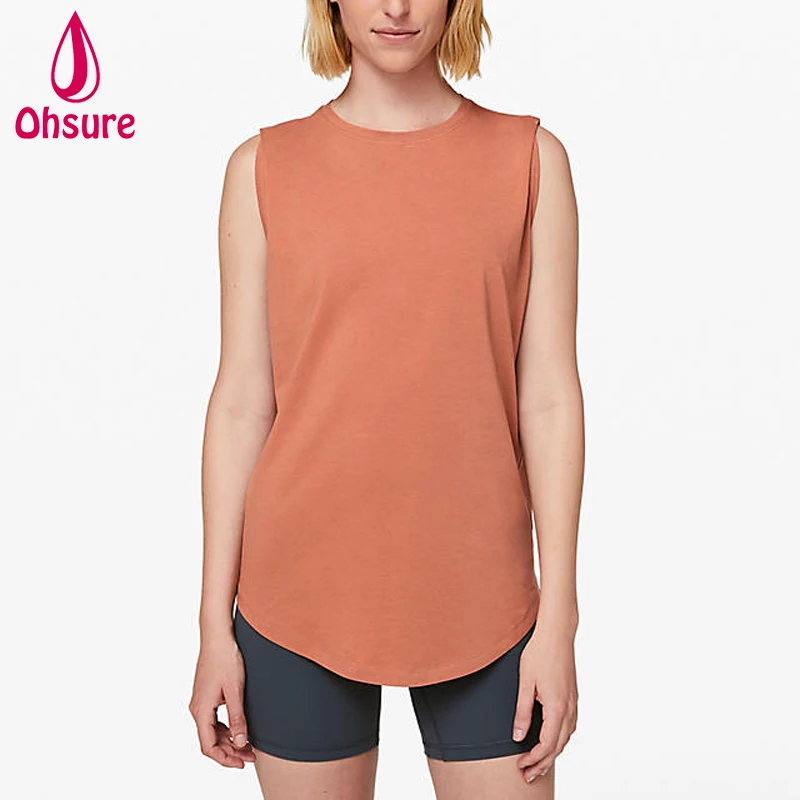 

2019 fashion New Womens 100% cotton High Quality T-Shirt Yoga Activewear Workout Plain Vest Tank Top, Please email us for color chart