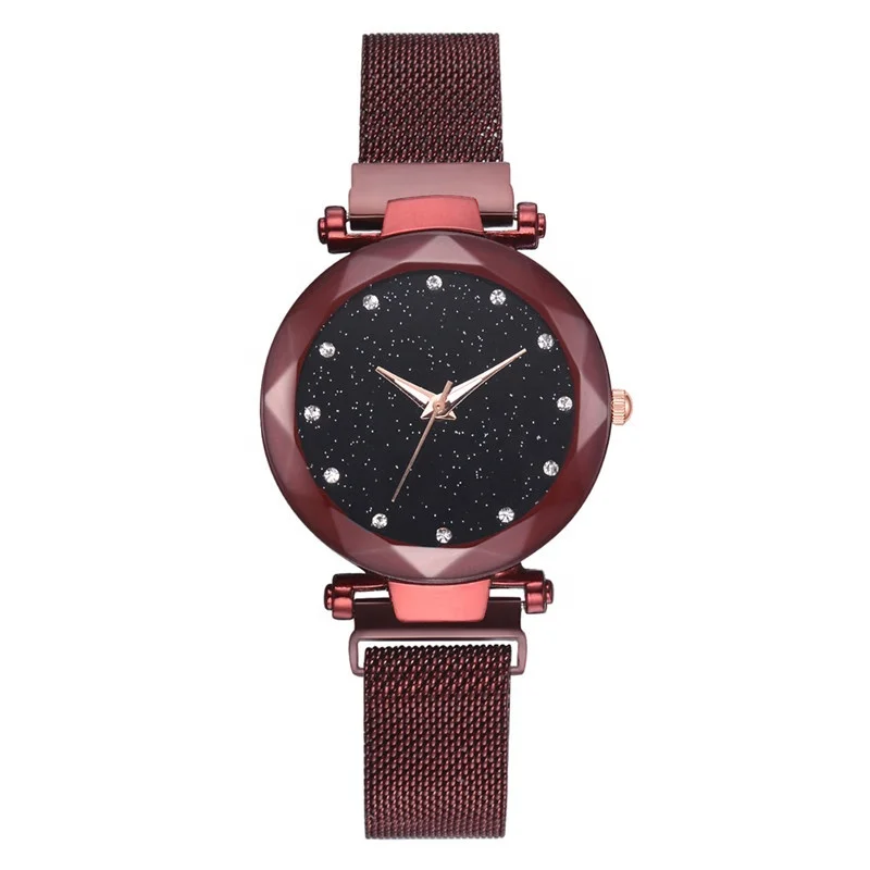 

2018 Women Magnet Wristwatches Girls Quartz Watch Shining Rhinestone Ladies Clock, 6 colors