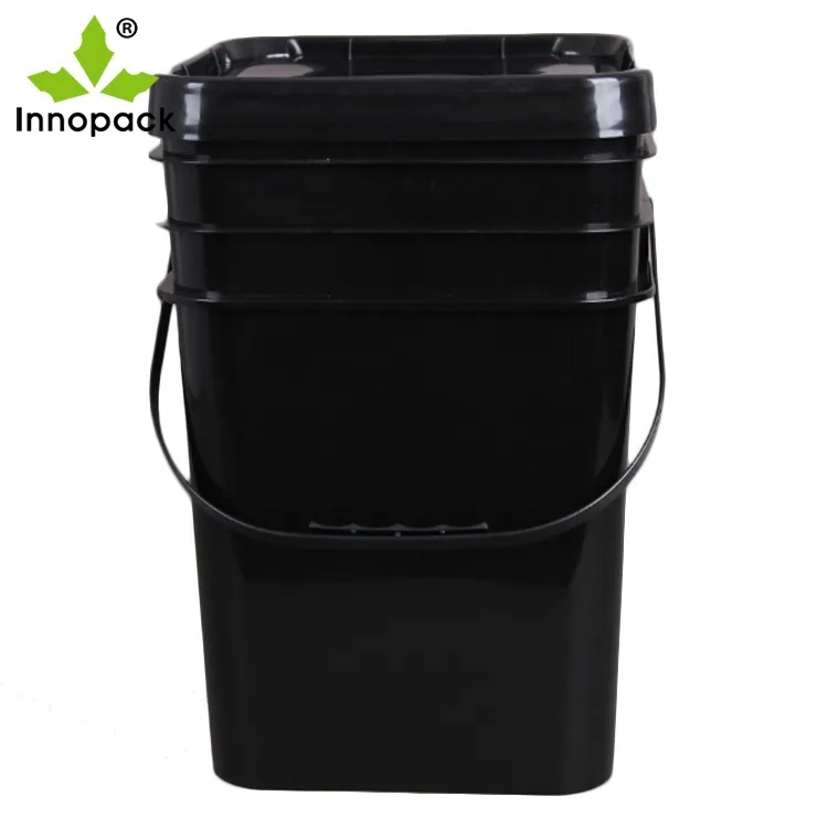 5 Gallon Square Or Round Food Grade Plastic Bucket Handled Pail With ...