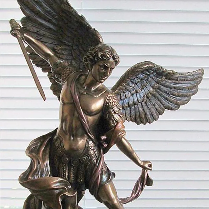 Catholic Angel Sculpture Large Archangel St. Michael Slaying The Devil