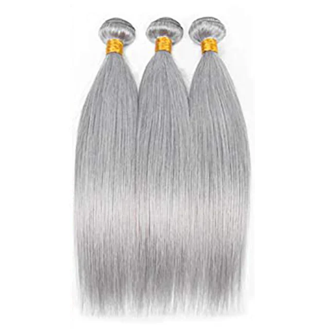 

Grade 9A Virgin Brazilian Hair,Gray Human Hair Weave, Nature color