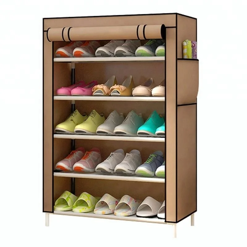 
Retail shoes display stand cheap with cover non-woven shoe rack plastic shoe cabinet 