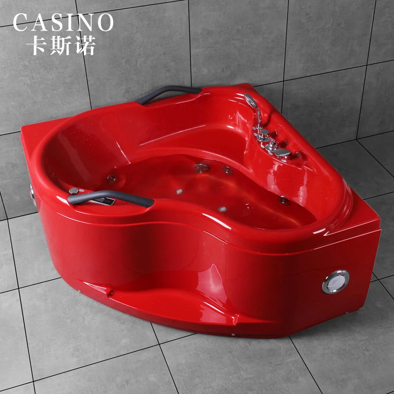 Glass Double Jet Whirlpool Bathtub With Led Light Tv Massage Bathtub 2