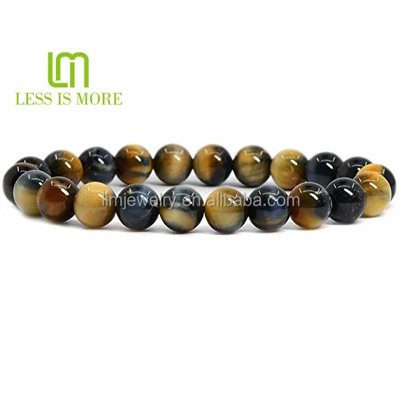 

bohemian style Amazon hot sell natural stone Golden Blue Tiger Eye beaded Bracelet, Picture