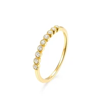 

Minimalist stackable design pave CZ ring solid pure real 14K gold ring