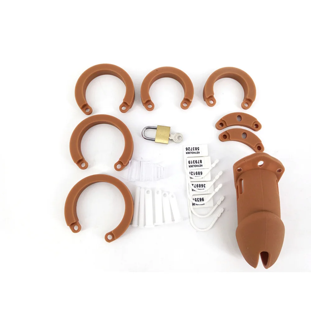 Faak 10cm Brown Cb6000 Man Silicone Chastity Cage Penis Cage For Male