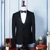 2019 men's wedding suit three-piece male black one buckle casual fashion suit