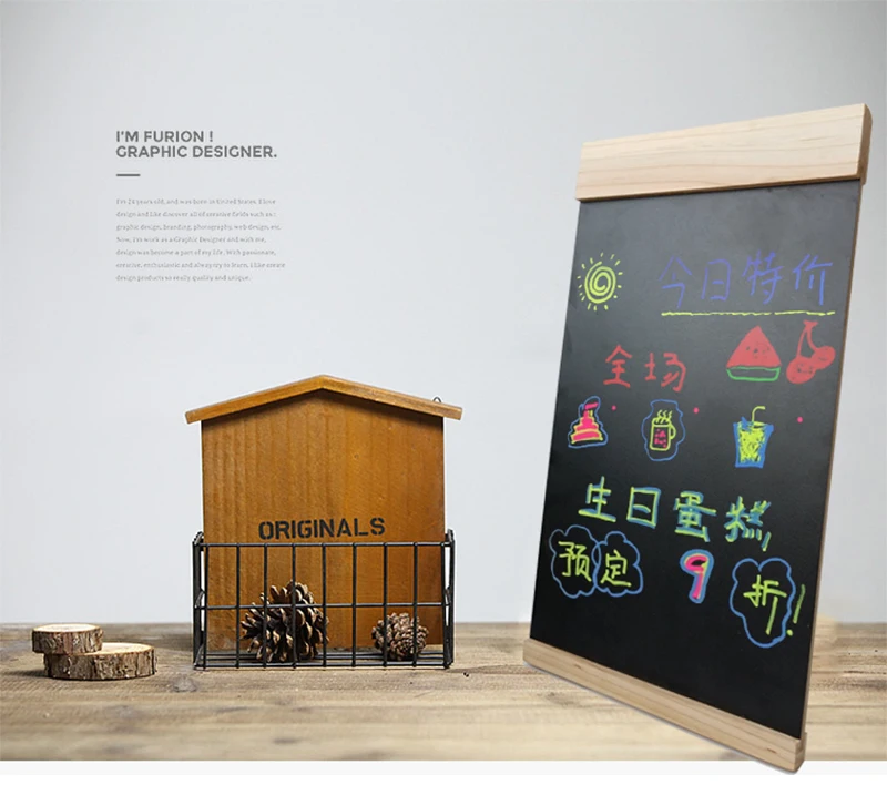
Mini Desk Sign Black Chalk Board for Display 
