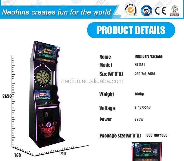 Neofuns Coin Operated Dart Board Arcade Game Machine Lcd Electronic
