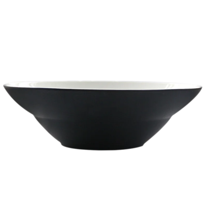 

Japanese Style Black Outside And White Inside Ceramic Bowl Hat Shaped Bowl For Dinner