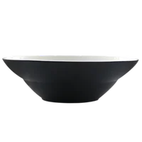 

Japanese Style Black Outside And White Inside Ceramic Bowl Hat Shaped Bowl For Dinner
