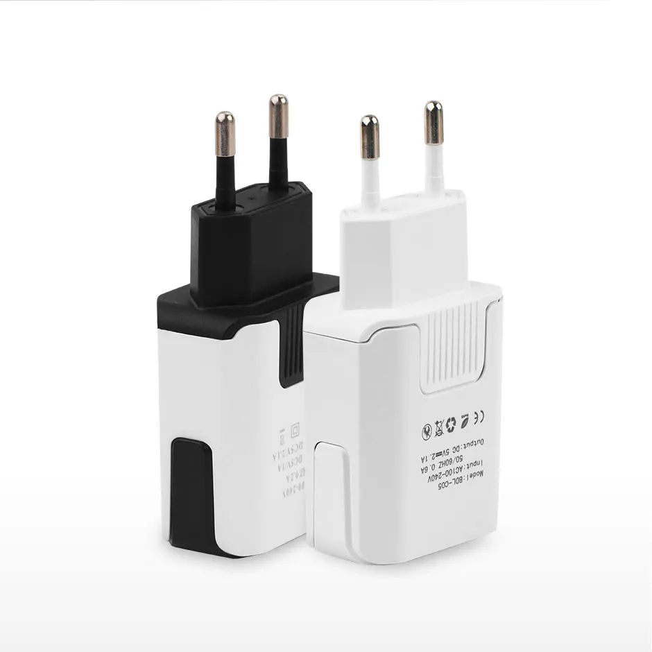 

APPACS Universal US EU Plug Home Travel Dual Portable 2 Ports AC Adapter Charger USB Wall Charger, White/black