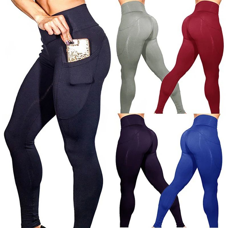 

women bodybuilding high waist leggings sport tights fitness active wear yoga pants with pocket, Customized colors