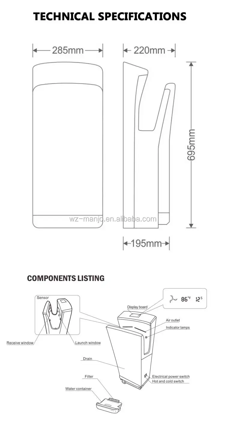 Professional Commercial Restroom Accessories Dual Jet Induction Hand