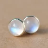 Sterling Silver Studs 8mm Moonstone Earrings Natural Rainbow Moonstone jewelry