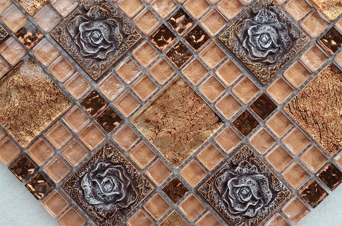 Ml858 neue design schlafzimmer gold blatt muster wand blume mosaik ...