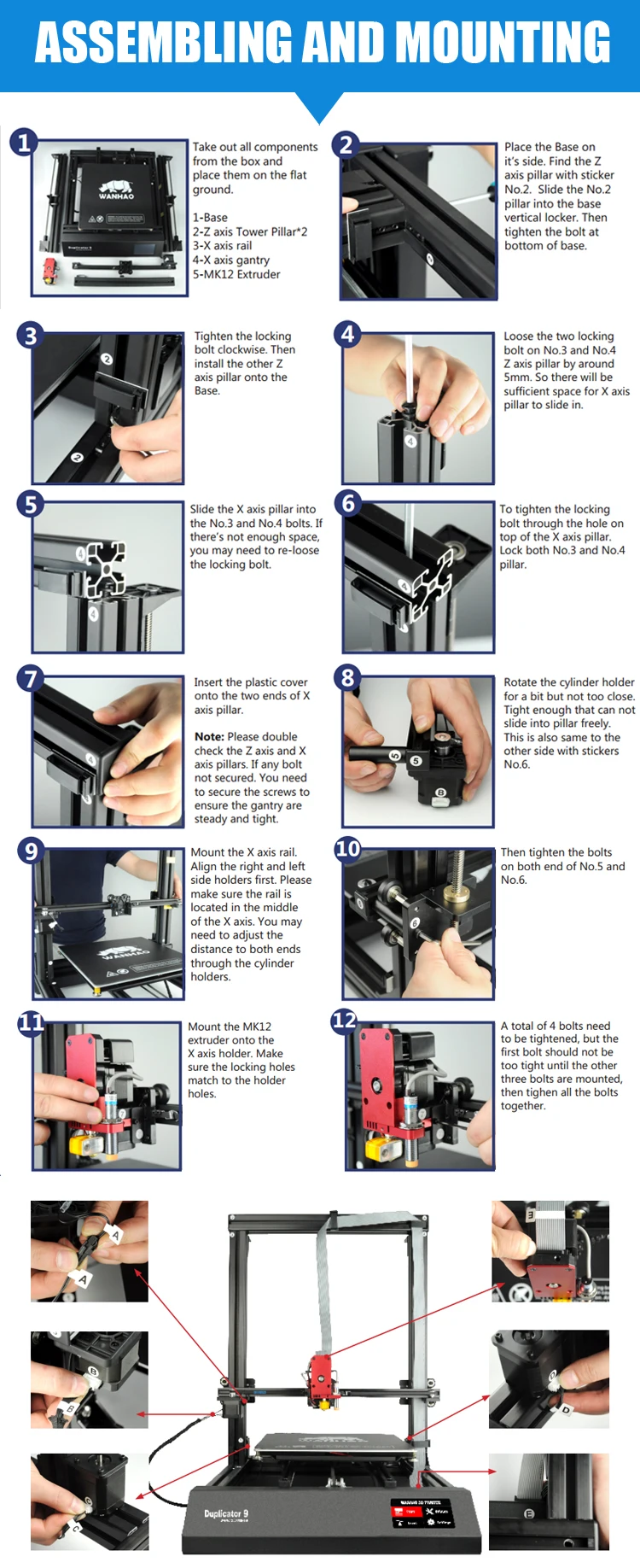 2018 WANHAO newest Duplicator 9 500 FDM Desktop 3D Printing with auto leveling and biggest printer size