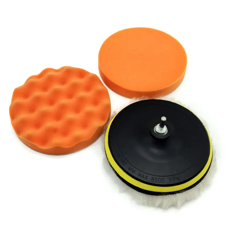 7inch Orange Hook & Loop Car Polishing And Waxing Sponge Polishing Pads ...