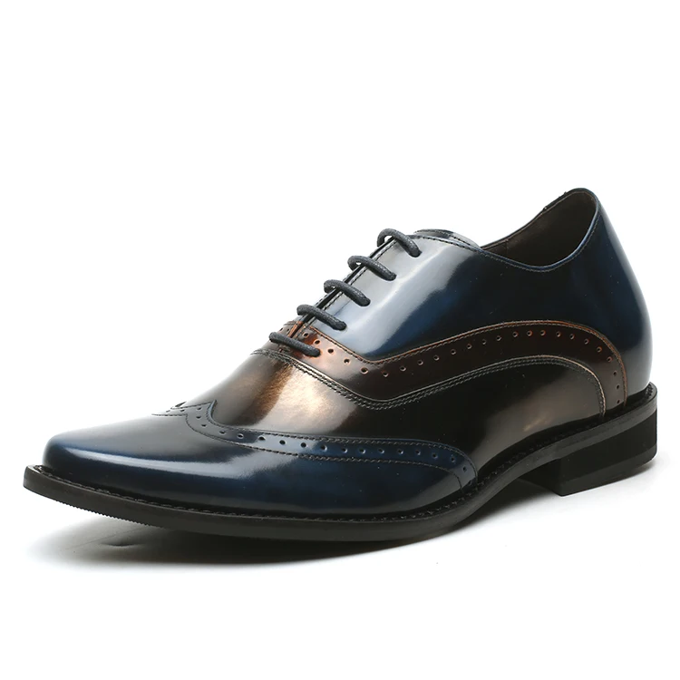 

2021 New Styles Blue Patent Leather Brogue fancy dress shoes & oxford