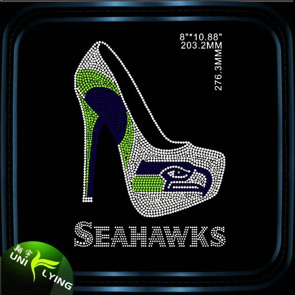 

Hotfix seahawks shoes rhinestone transfer design for garment, As your request