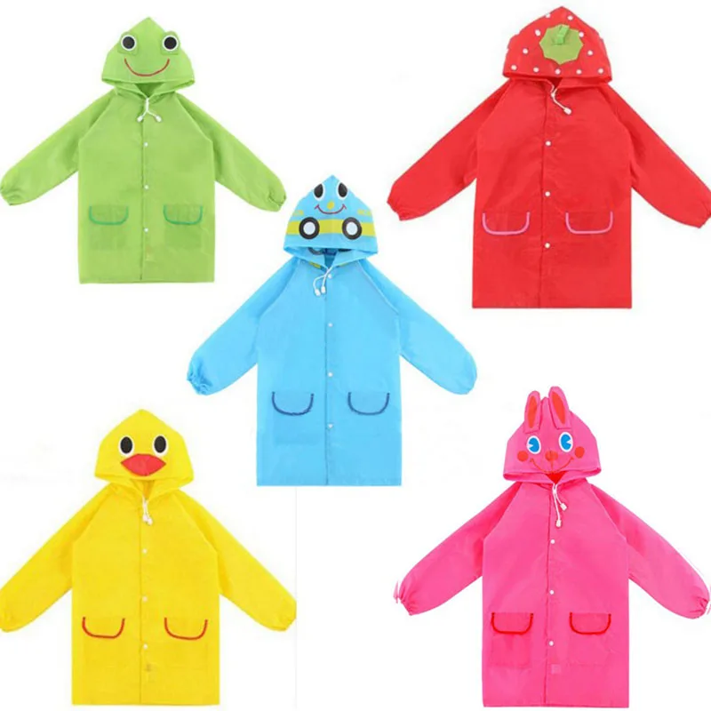 

Polyester PVC Funny Cartoon Animal Style Waterproof Kids Raincoat For Baby Children Rain Coat Rainwear/Rainsuit Student Poncho, Red/yellow/blue/pink/green