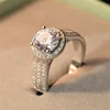 Luxury Female Big Round Ring With Crystal AAA-Zircon High Quality 10KT White Gold Filled Wedding Engagement Ring